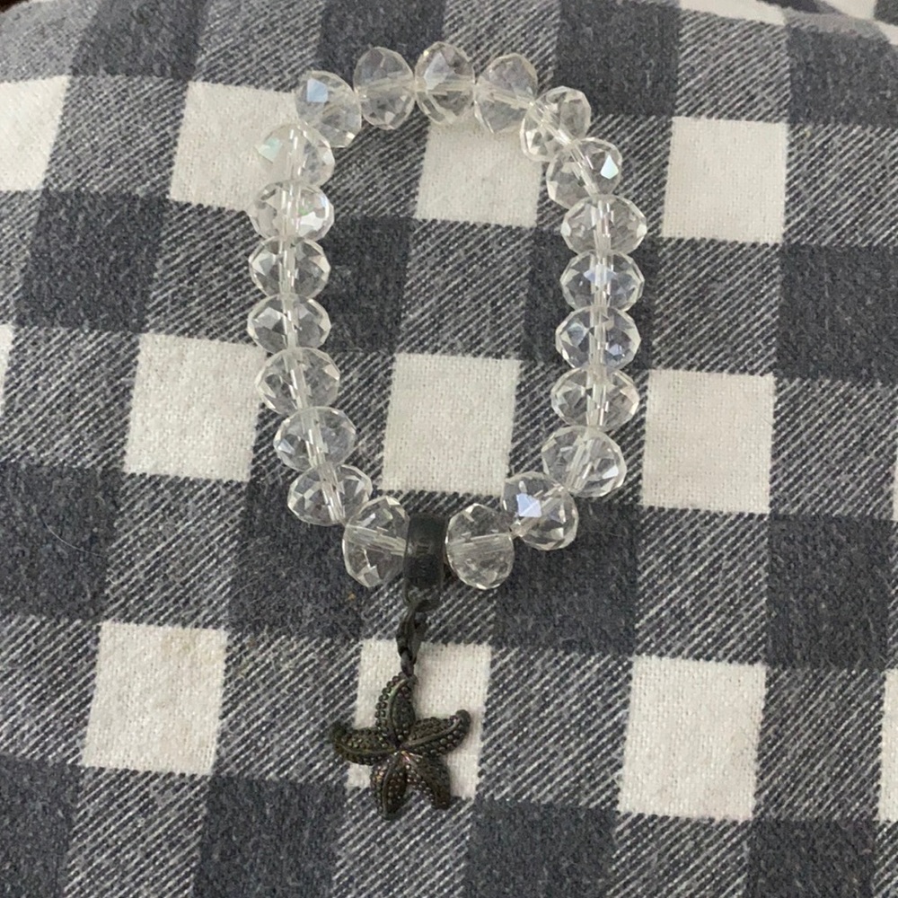 Crystal bracelet with antique finish starfish charm